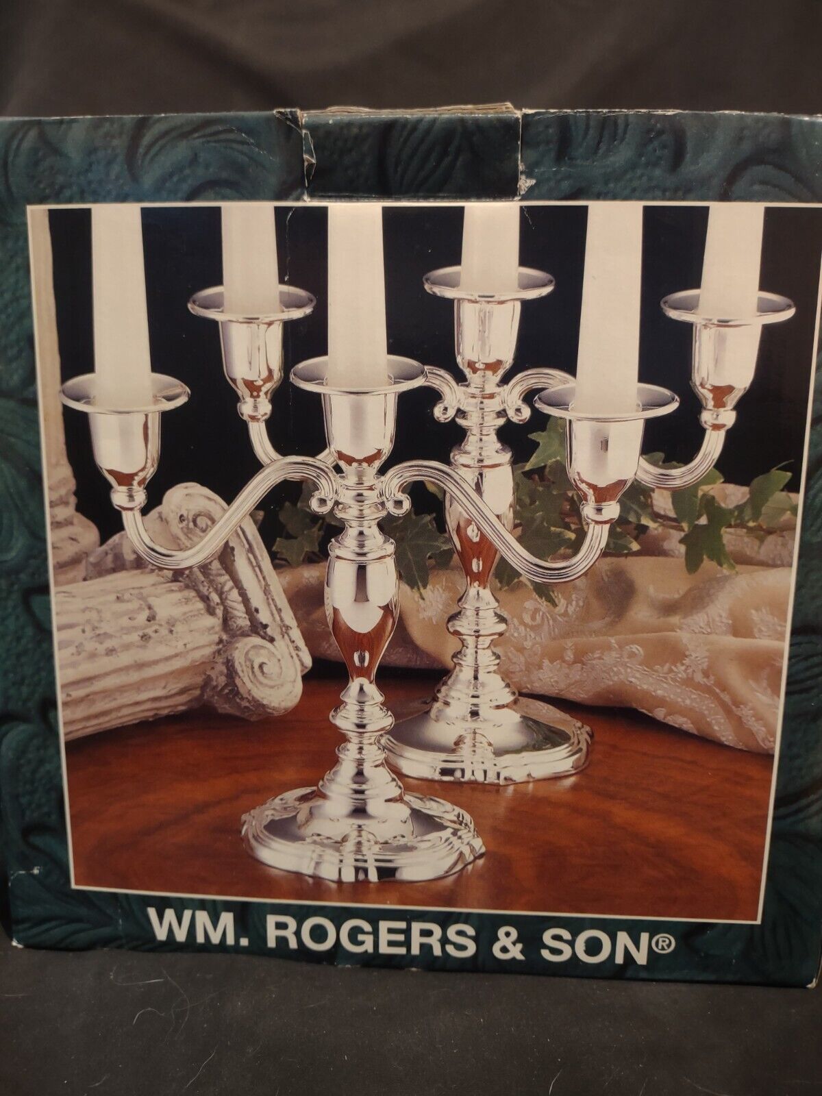 Vintage Pair of Wm Rogers & Son 3 Lite Silver Plated Candelabras 7 ½” X 8 7/8”