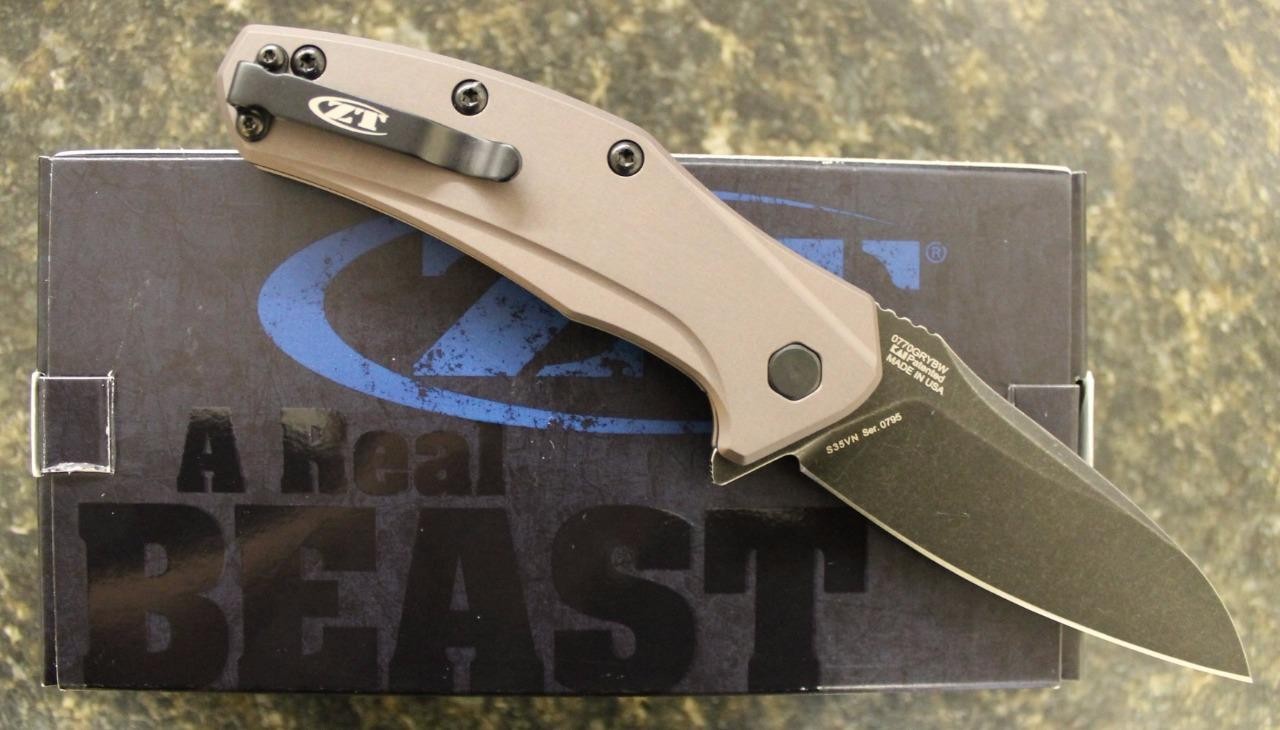 KAI Zero Tolerance 0770GRYBW Assisted Flipper Folding Knife S35VN ZT0770GRYBW
