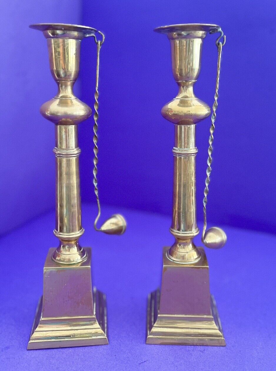 Pair of Large Vintage Brass Candlesticks with Snuffers 12”for Taper Candles SALE