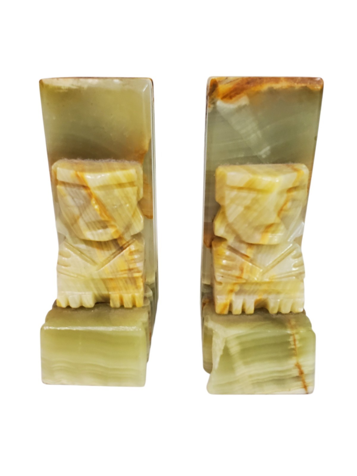Book Ends Vintage Onyx Aztec or Statue Sculpture Heavy Mid Century Modern Style