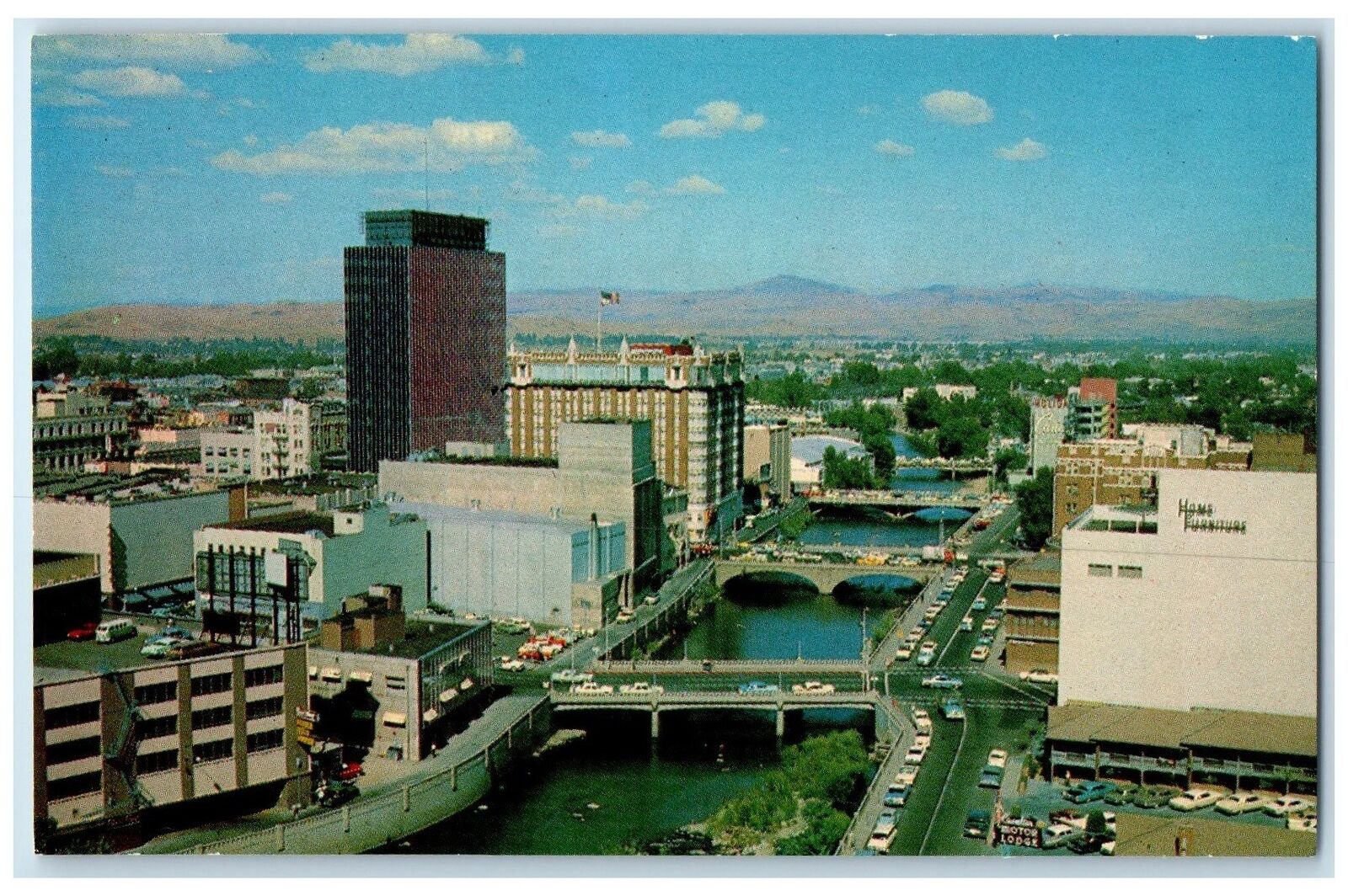 c1950 Reno\'s Skyline High Rise Buildings At Metropolitan Reno Nevada NV Postcard