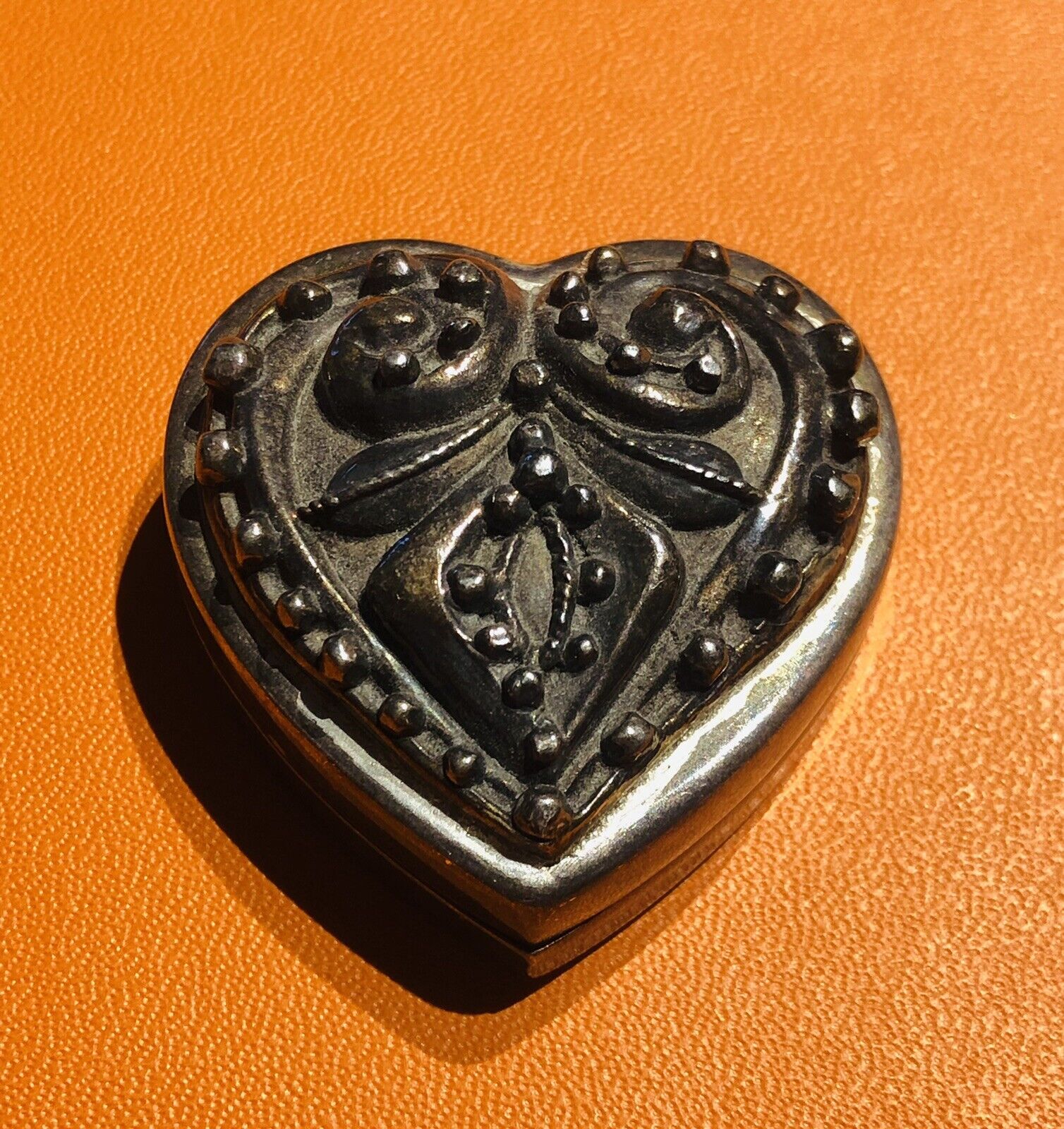 Vintage Christian Lacroix Silver Plated Heart Pill Box