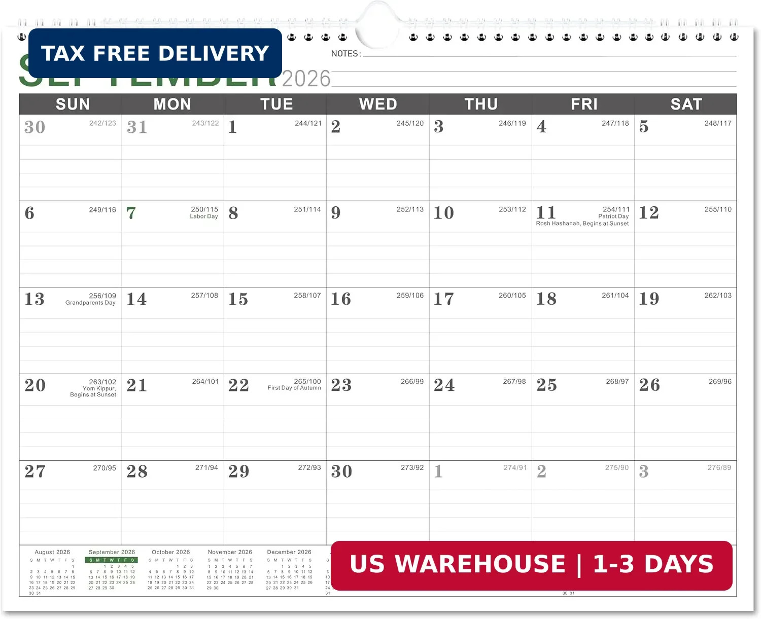 2026-2027 Wall Calendar - Sep. 2026 to Dec. 2027, 11.5\