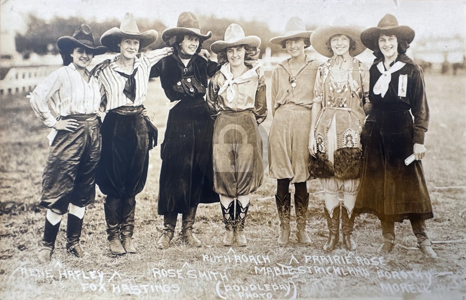 1910's Western Cowgirls Rodeo Roundup Performers RPPC Photo Postcard COPY