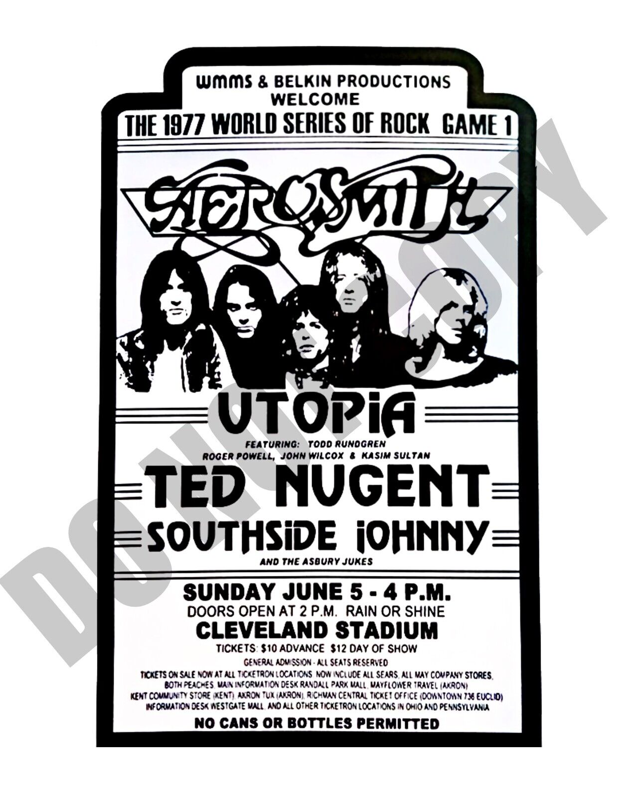 1977 World Series Of Rock Concert At Cleveland Stadium Newspaper Ad 8x10 Photo