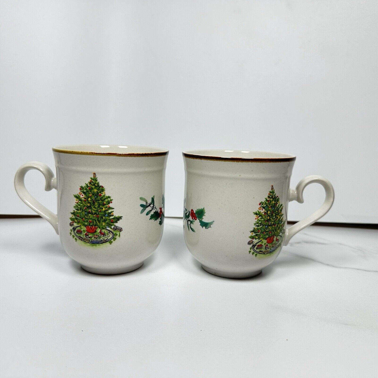 2 Vintage Mugs Christmas DeVille Japan Ceramic Tree