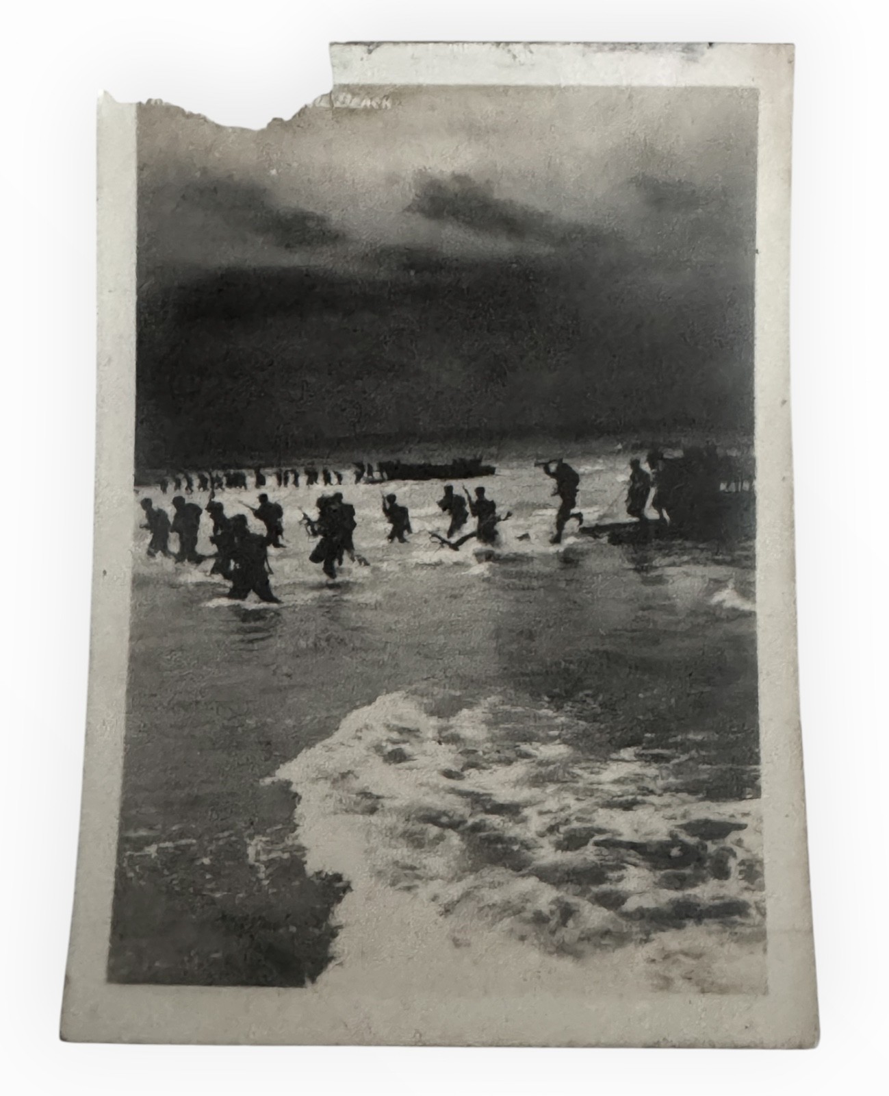 WW2 Period Print Photo D-Day Normandy Beach Landing Soldiers Wading Ashore