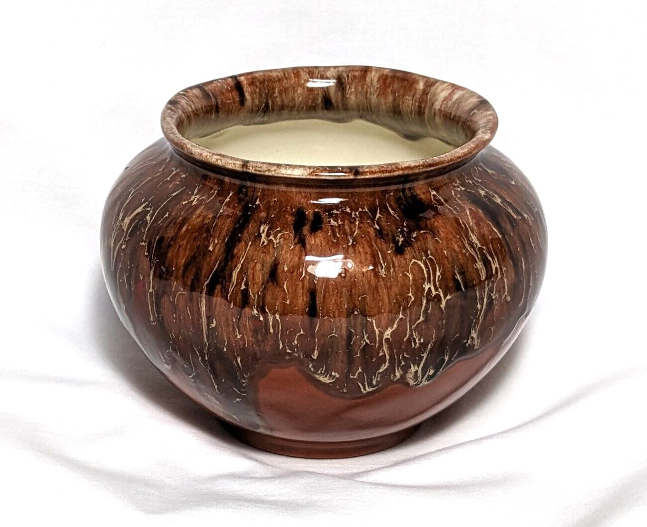 Brown Drip Glaze Hand Painted Ceramic Flower Pot Planter Vase 4.25