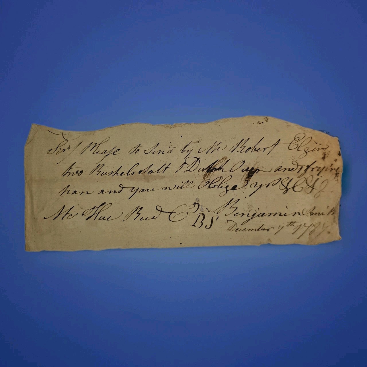 1787 Huie Reid Dumfries VA Note 4 Dutch Oven & Salt Robert Elgin, Benjamin Smith