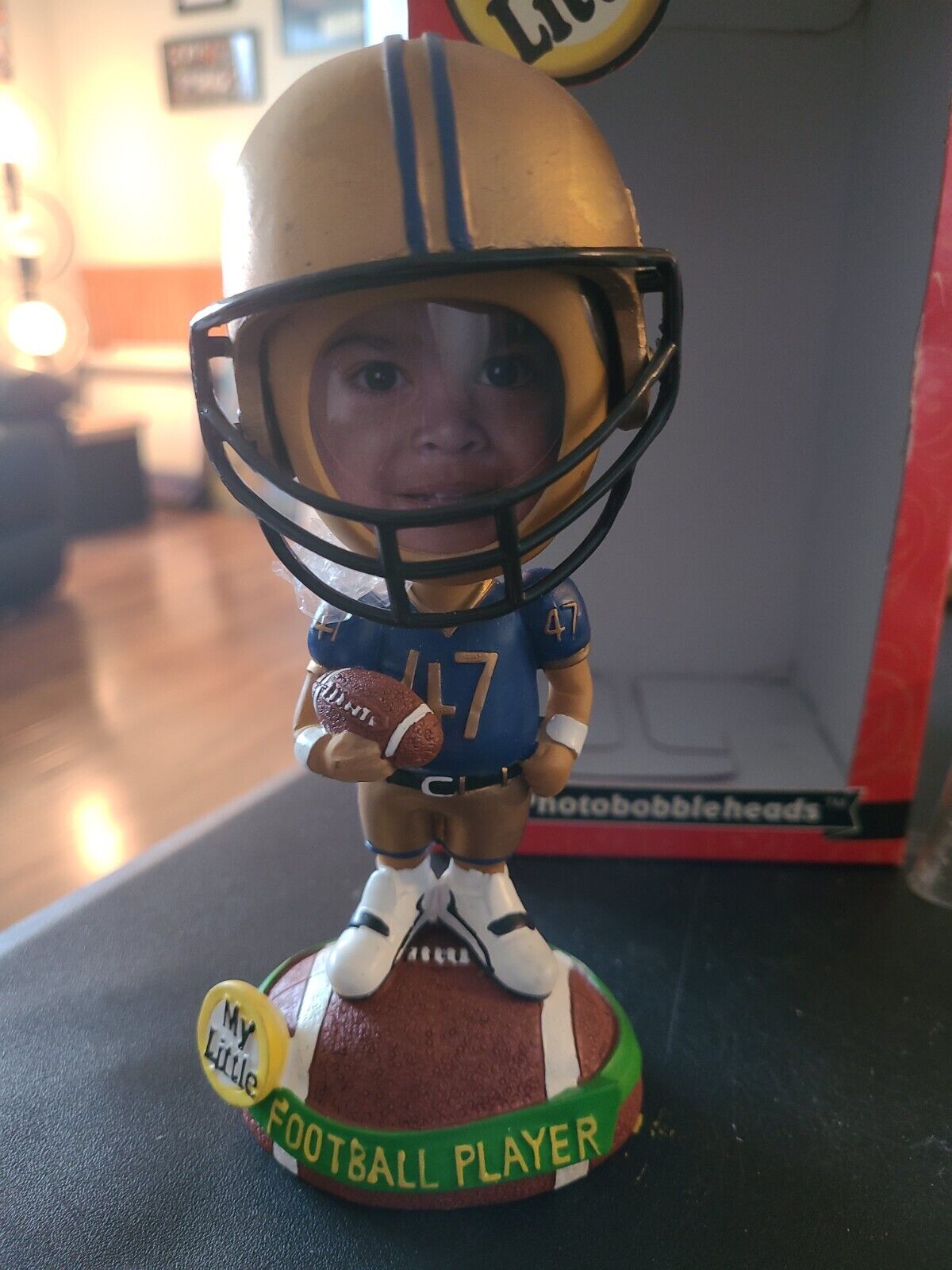 My Little Football Player Face Photo Picture Frame Photo Bobbleheads Ceramic Kid