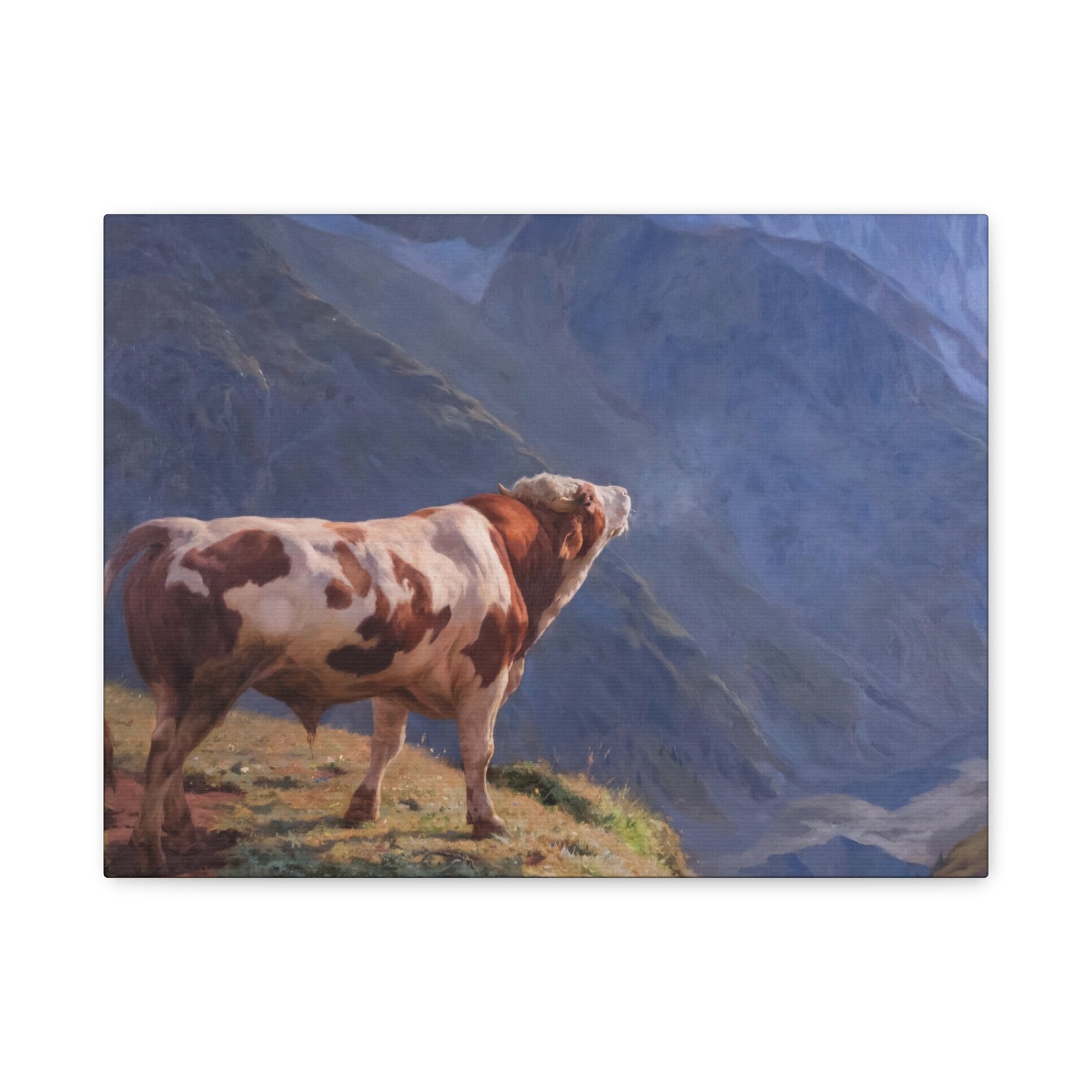 Eugène Burnand - Taureau dans les Alpes Bull in the Alps -1884 - Canvas Wall Art