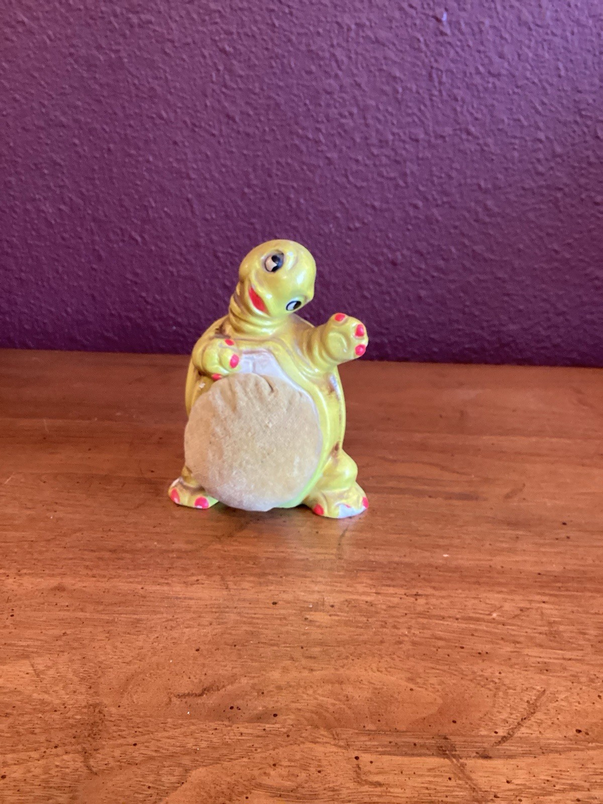 Vintage Mid Century Anthropomorphic 4.5” Resin Turtle Pin Cushion Made In Japan