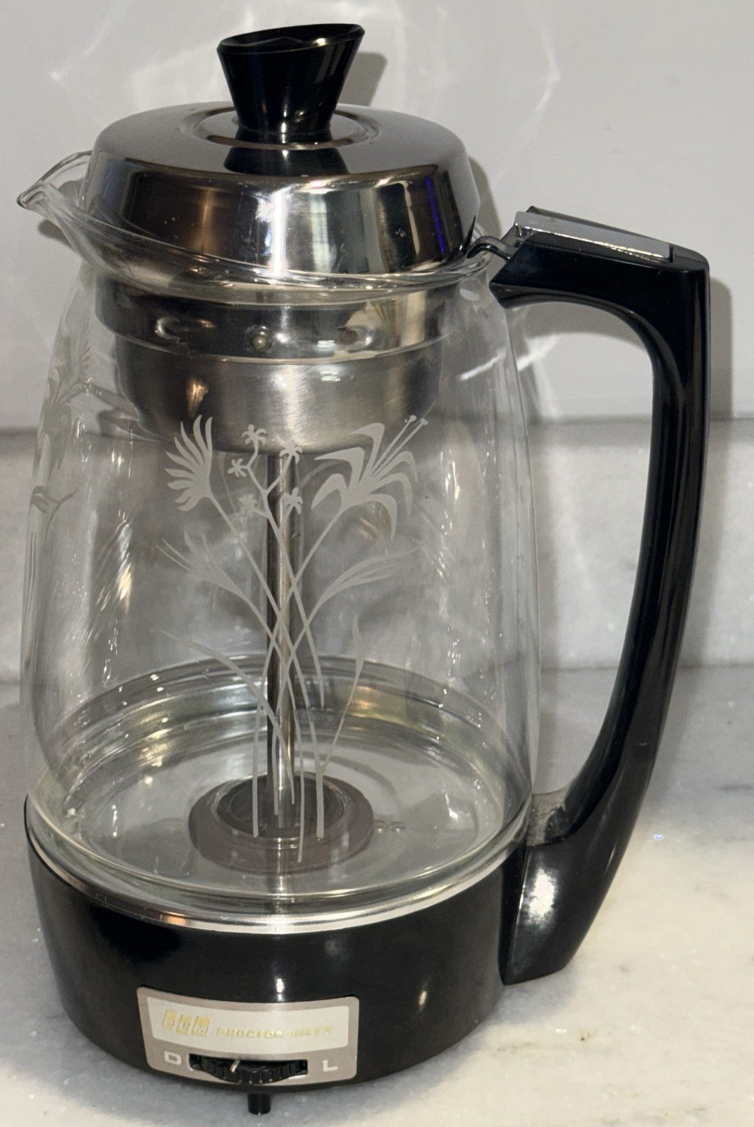 Proctor Silex Glass Coffee Percolator Pot 70503 Floral Wheat Vintage ‘NEW CORD’
