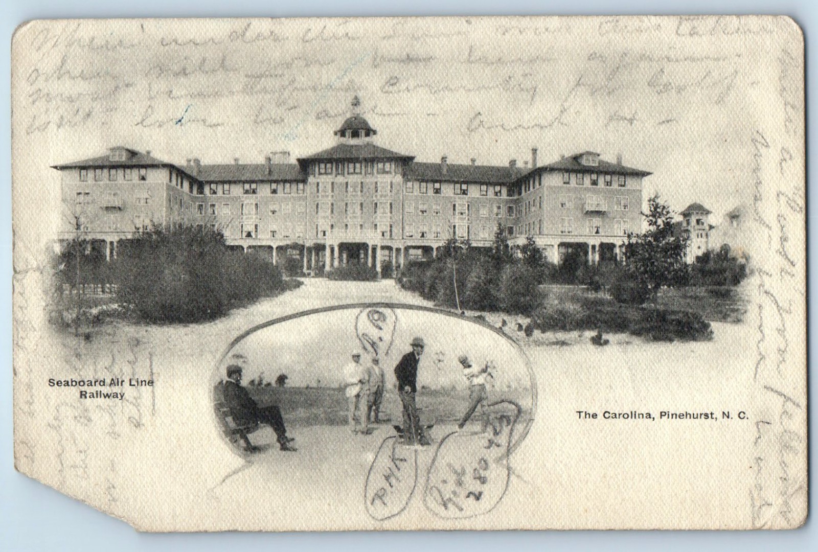 c1905 Seaboard Air Line Railway Hotel The Carolina Pinehurst NC Antique Postcard