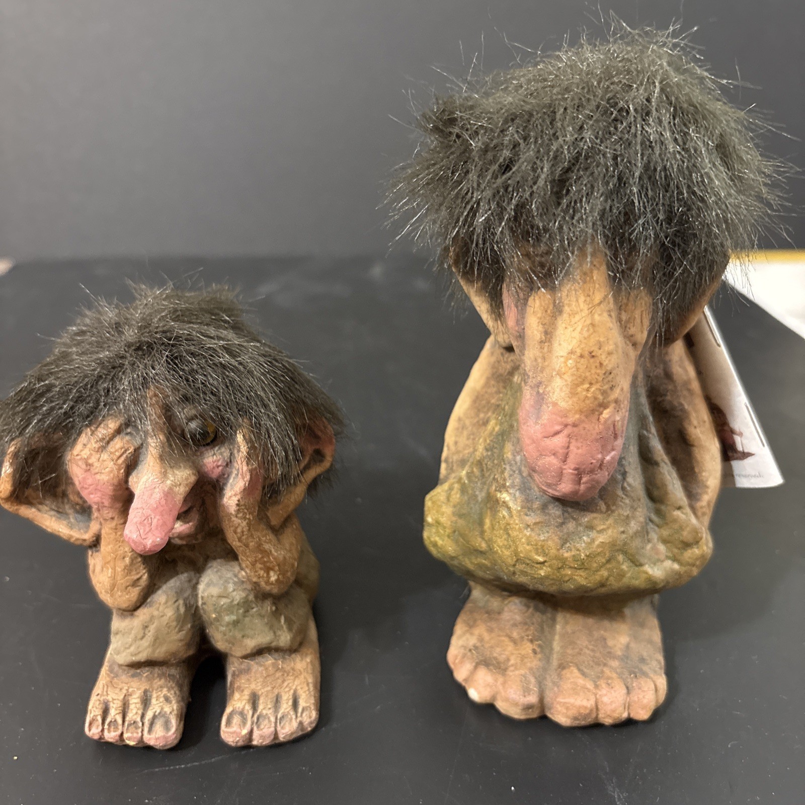 NyForm Troll Vintage Handmade in Norway #310 W/tag  + Sitting Peeking Troll #177