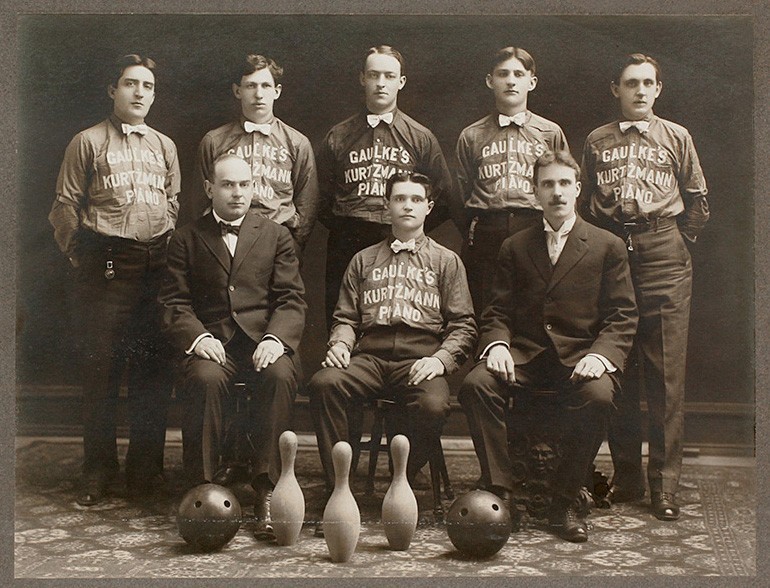 Large 1900's Milwaukee Bowling Team Cabinet Photo 10
