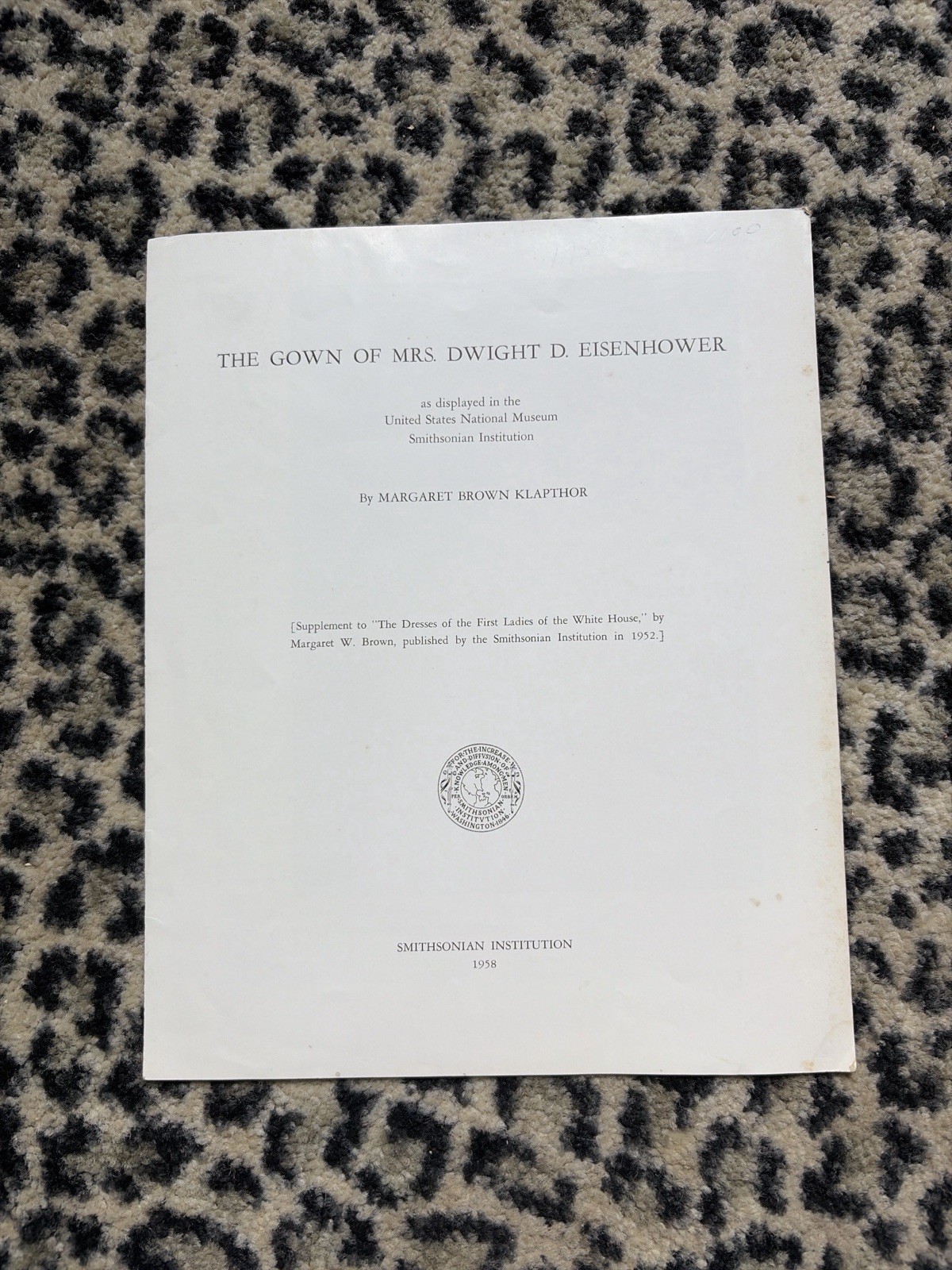 1958 Smithsonian Pamphlet Mamie Eisenhower Inaugural Gown First Lady Booklet VTG