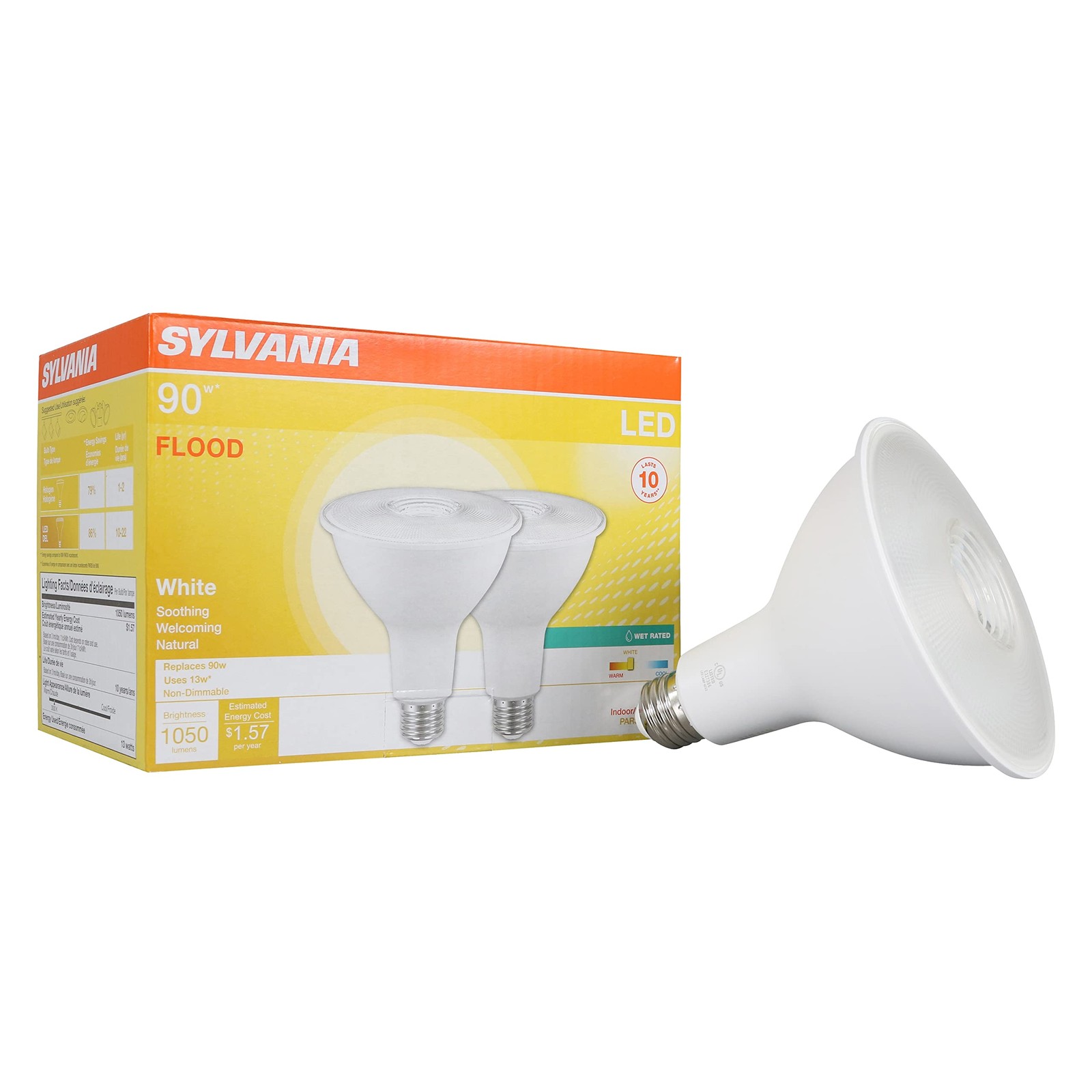 Sylvania LED PAR38 Light Bulb, 90W = 2 Count (Pack of 1), 3000k Neutral White