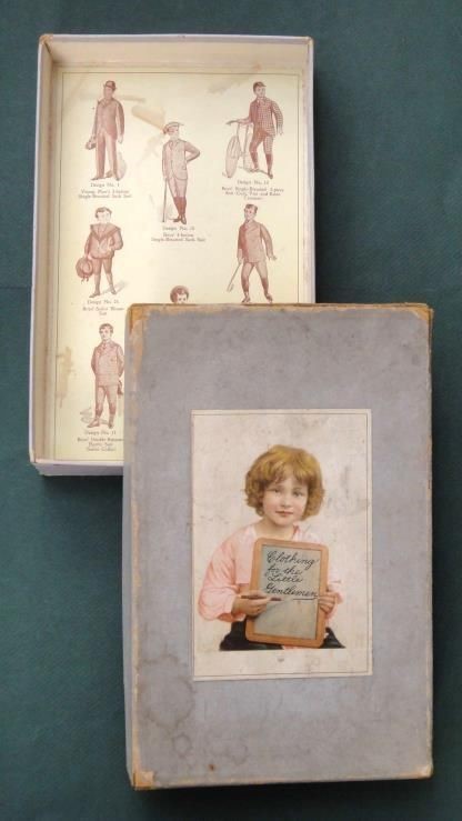 1889 antique WANAMAKER BROWN phila pa MEN BOY FASHION CLOTHING BOX bicycle skate