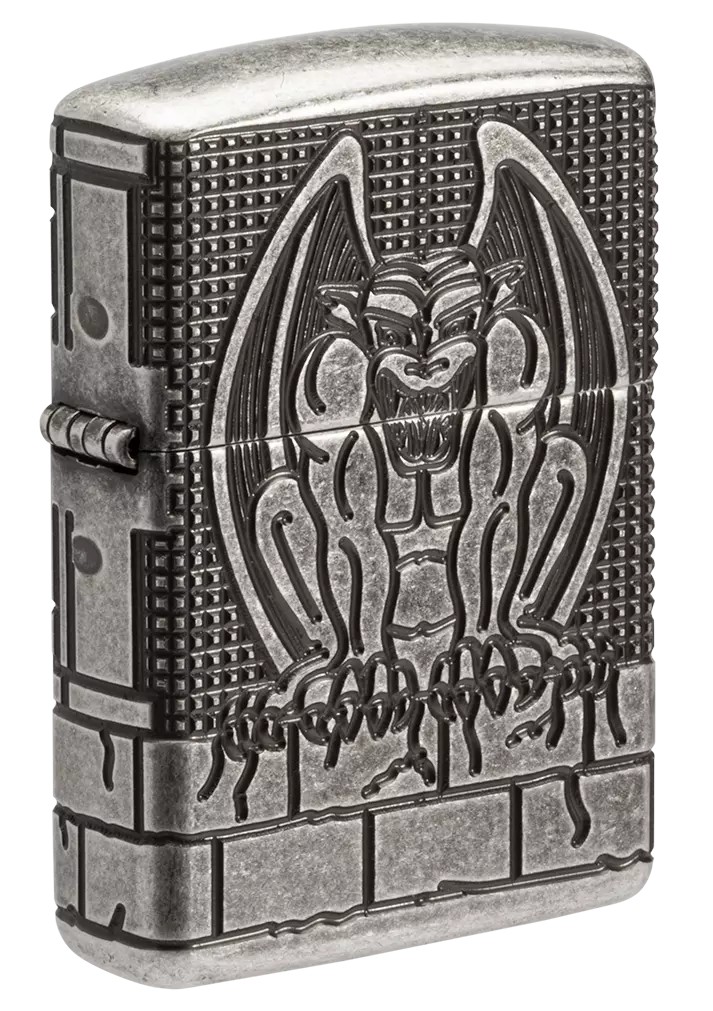 Zippo Armor Gargoyle Antique Silver Windproof Pocket Lighter, 28973-078426