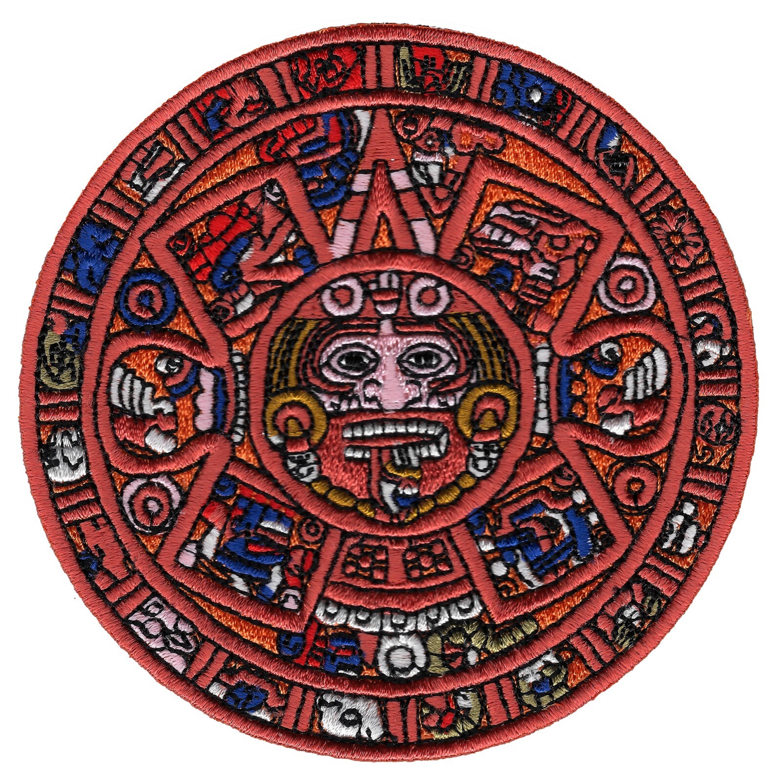 MAYAN DOOMSDAY CALENDAR PATCH embroidered iron-on AZTEC SUN STONE PIEDRA DEL SOL