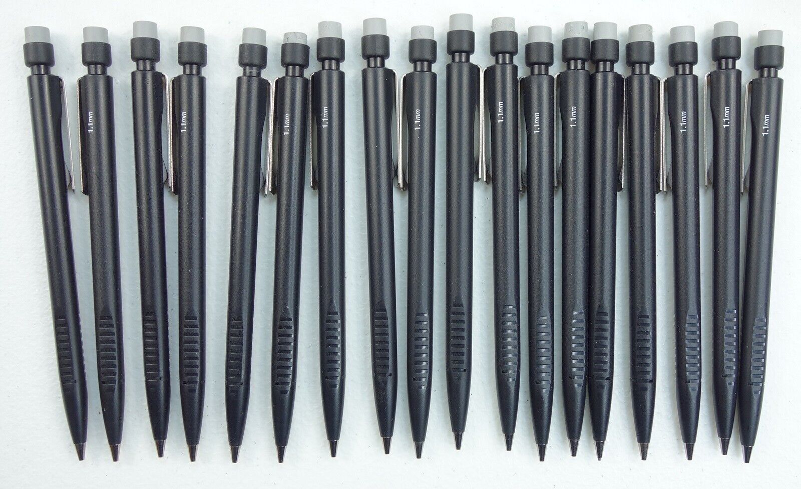 18 Vintage Skilcraft 1.1mm Mechanical Pencils Black & Gray Eraser US Government