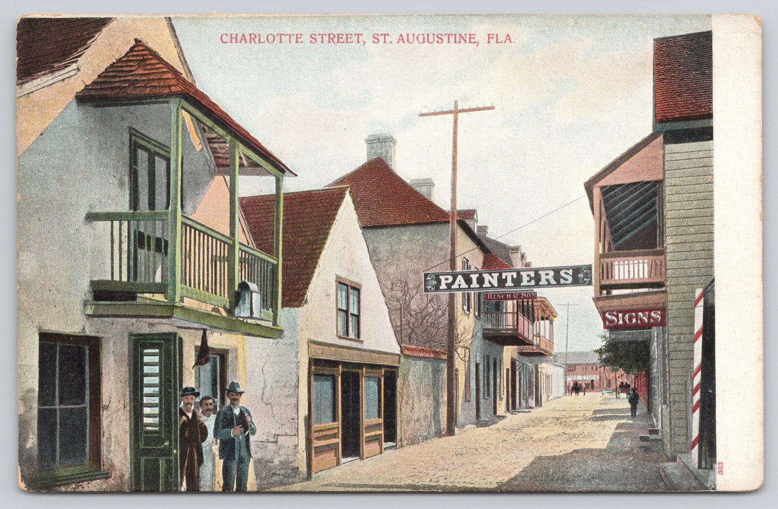 Charlotte Street St. Augustine FL Painters Signs c1905 Postcard UDB