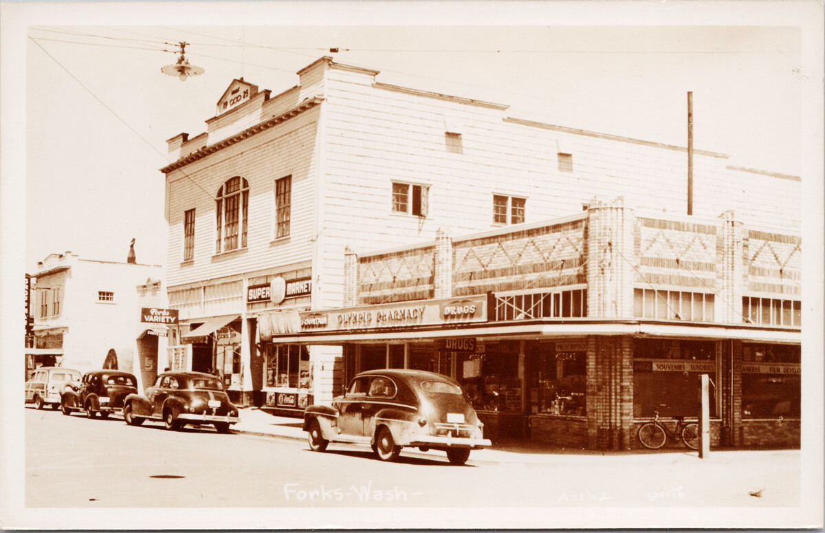 Forks WA Washington Fountain Drugs Forks Variety Smith\'s Real Photo Postcard F32
