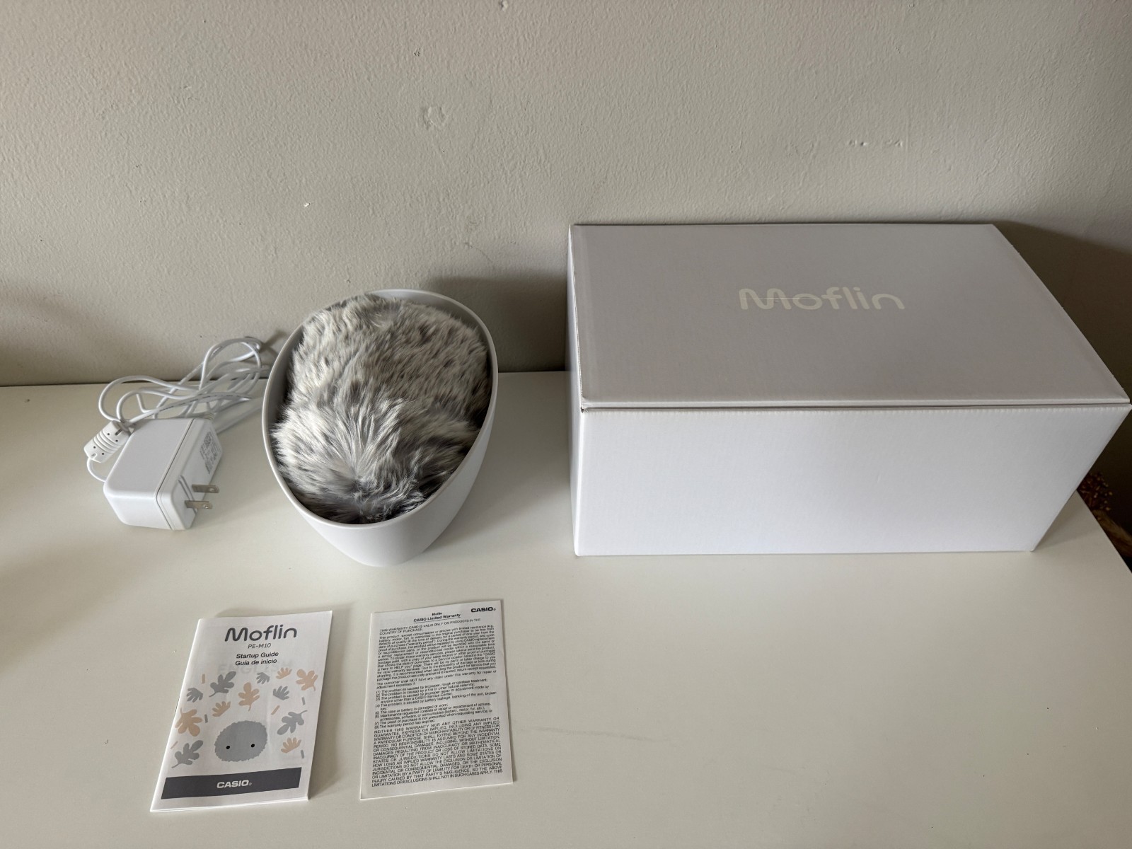 Casio Moflin AI Pet Smart Companion Robot Silver (PE-M10SR) Open Box Complete