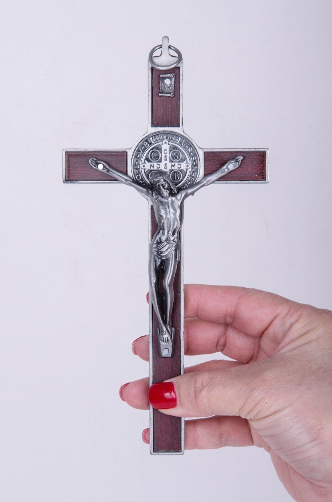 Matte finish Wooden Metal Wall Cross Crucifix Holy Religious Carved Christ Brown