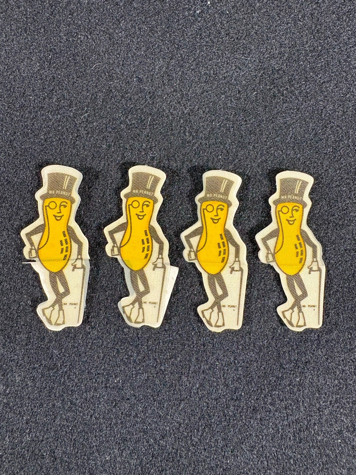 Vintage 1950s Planters Mr Peanut Cloth Stickers Lot of 4 Advertising