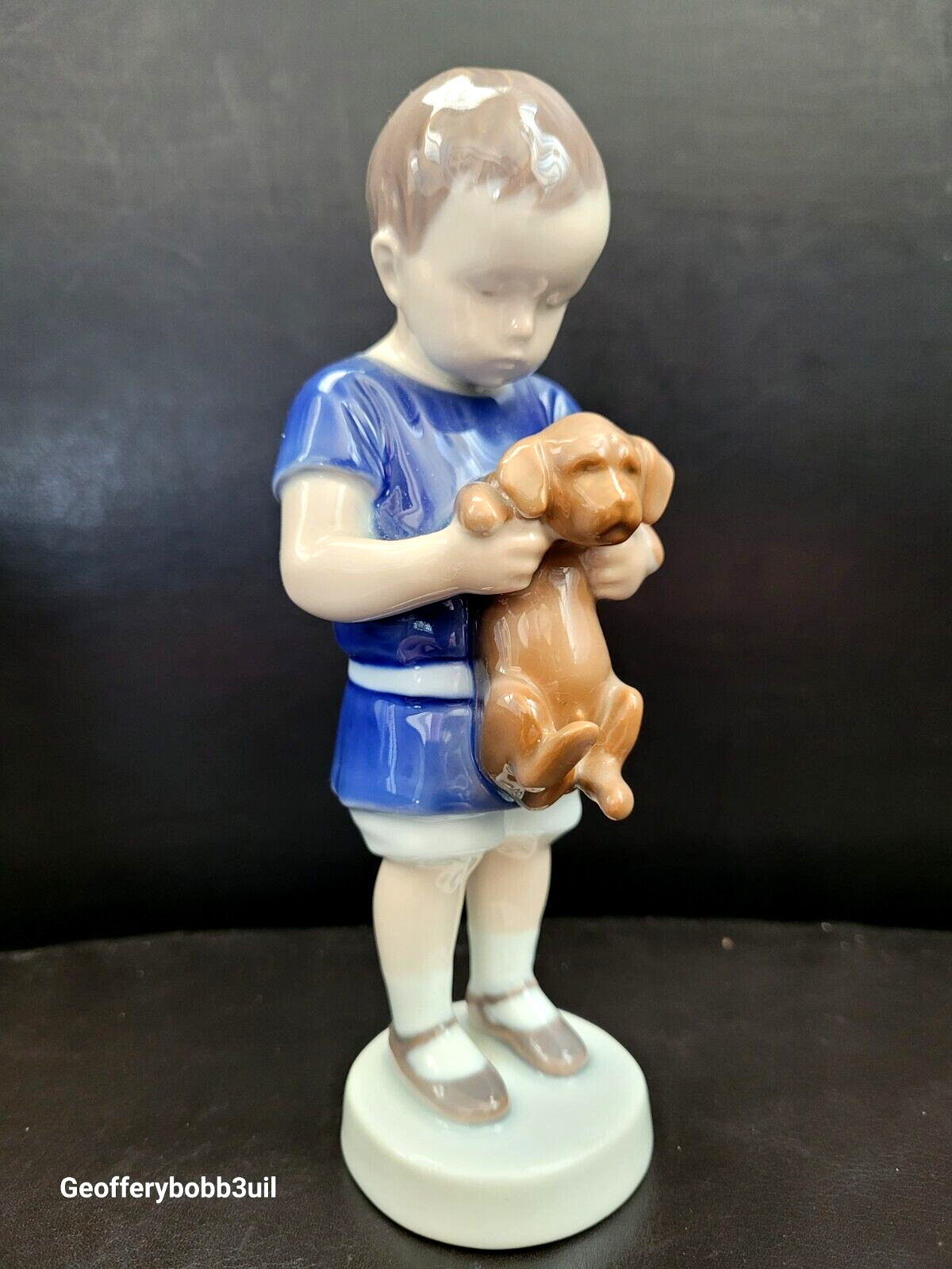 Vintage B&G Bing & Grondahl Denmark Figurine Ole Boy with Dog Dachshund #1747