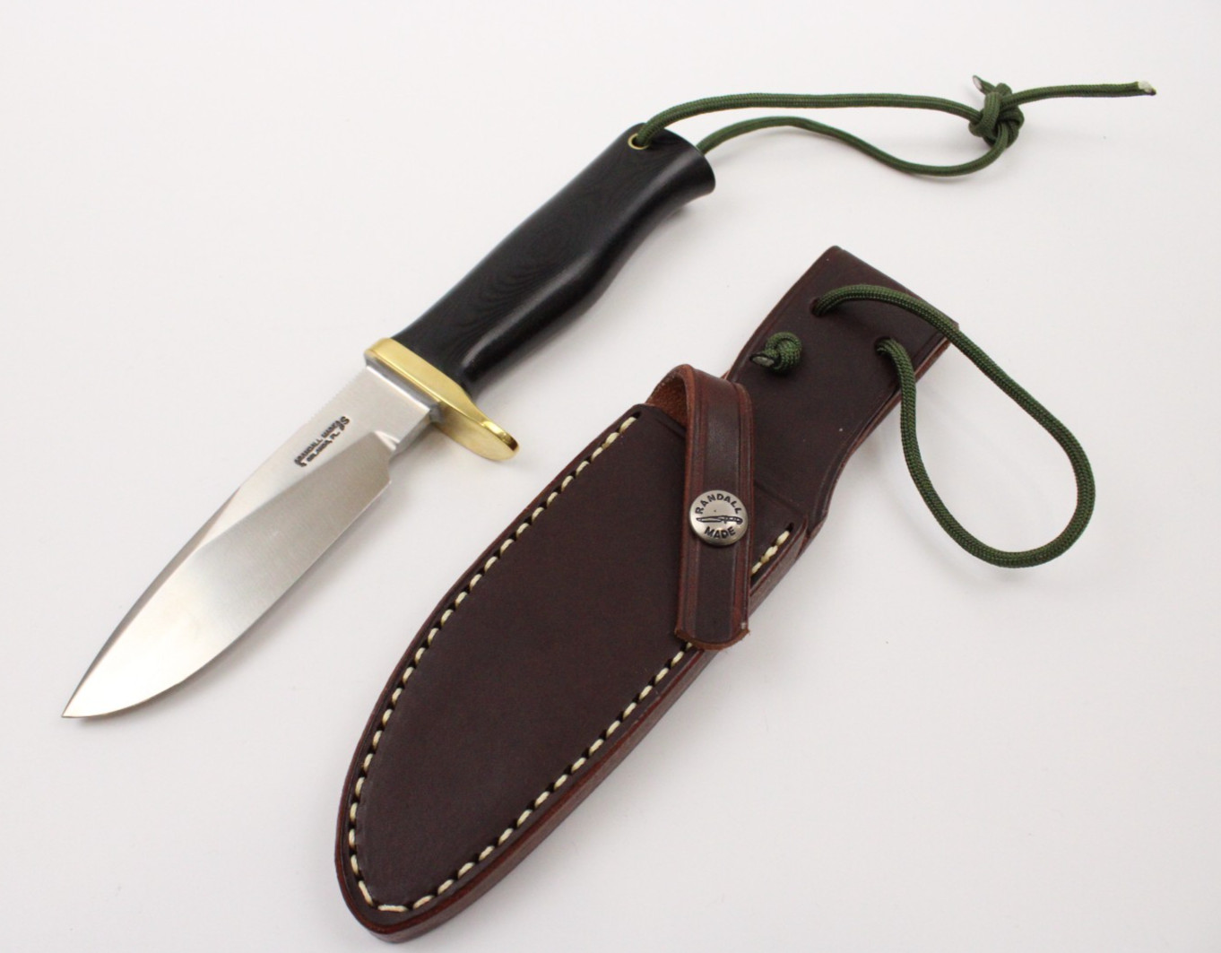 Randall Made Knife #28 Woodsman Black Micarta Carbon Steel Sheath