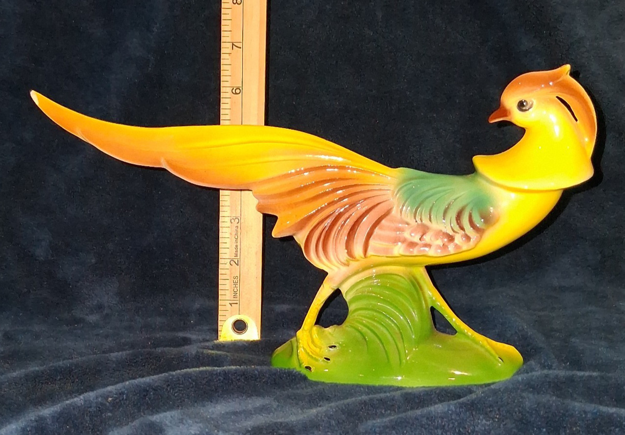 Vtg Maddux of California Ceramic Pheasant Bird Figurine Mid-Century Gold Green