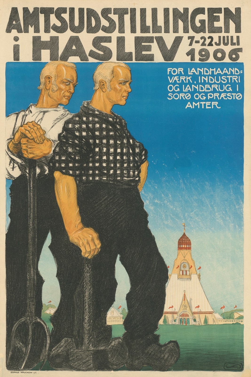 💼 Amtsudstillingen i Haslev 1906 - 24x36” Poster - Mid Century Eclectic Art