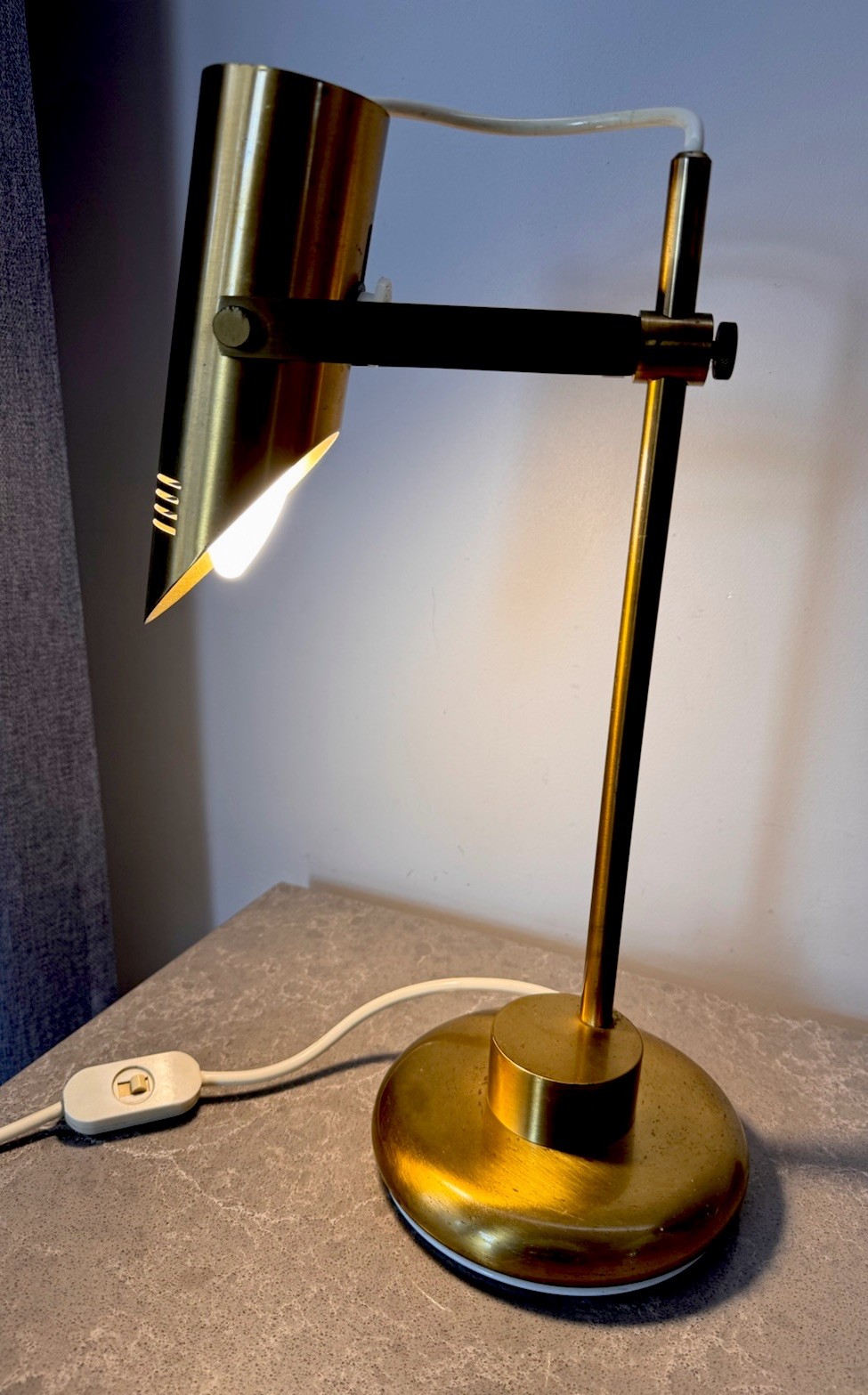 Vintage Valenti Luce Brass Table Lamp MCM Space Age Italy 1970s Working