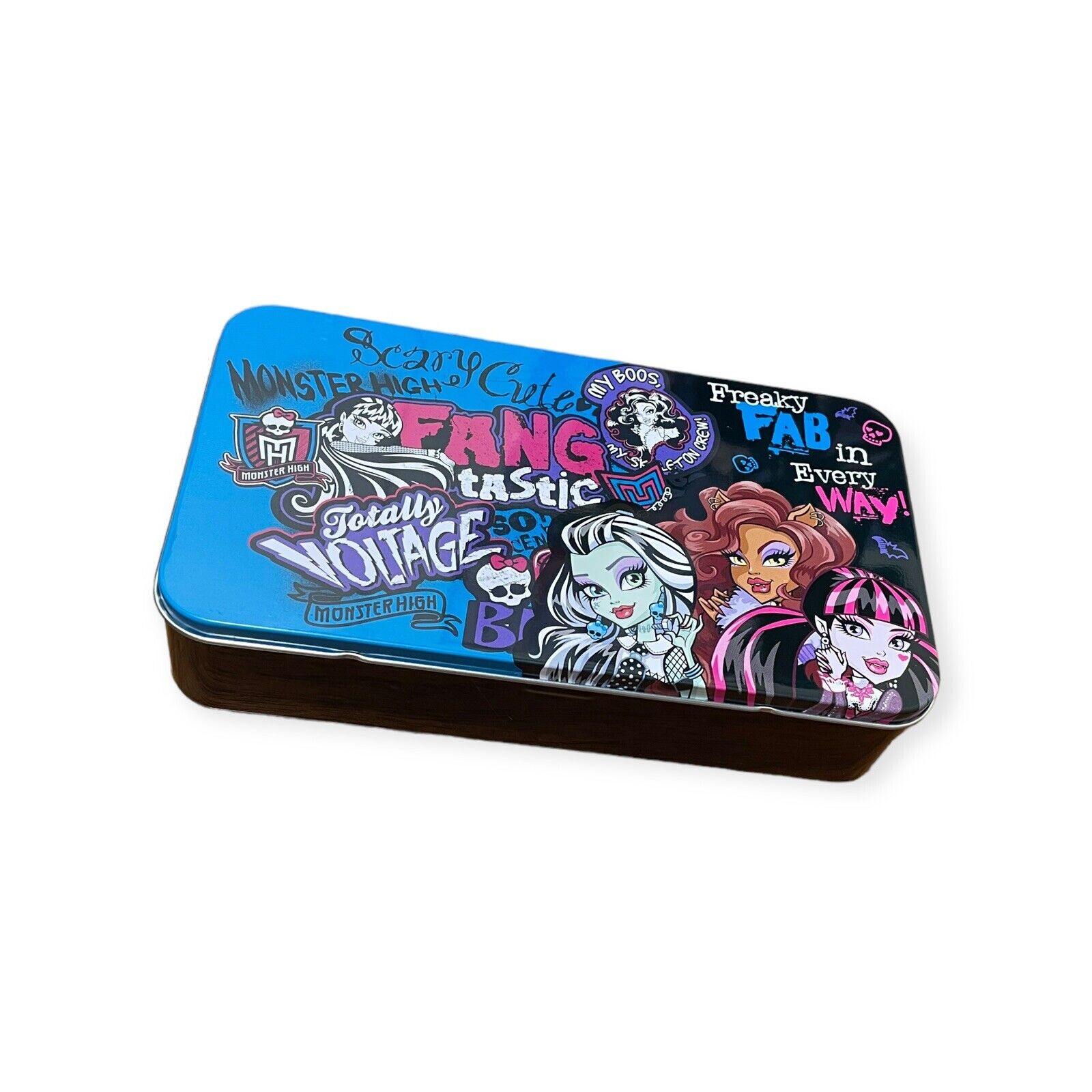 Monster High 2014 Tin Metal Pencil Box Container Storage Rectangular Freaky Fab