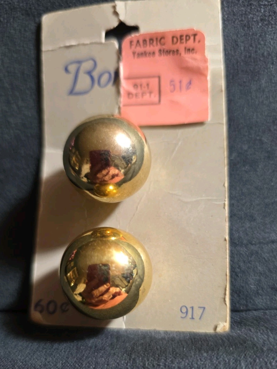 RARE Vintage Unused Pair Of Gold Rone Shank Buttons On Original Card RARE Vintage Unused Pair Of Gold Rone Shank Buttons On Original Card