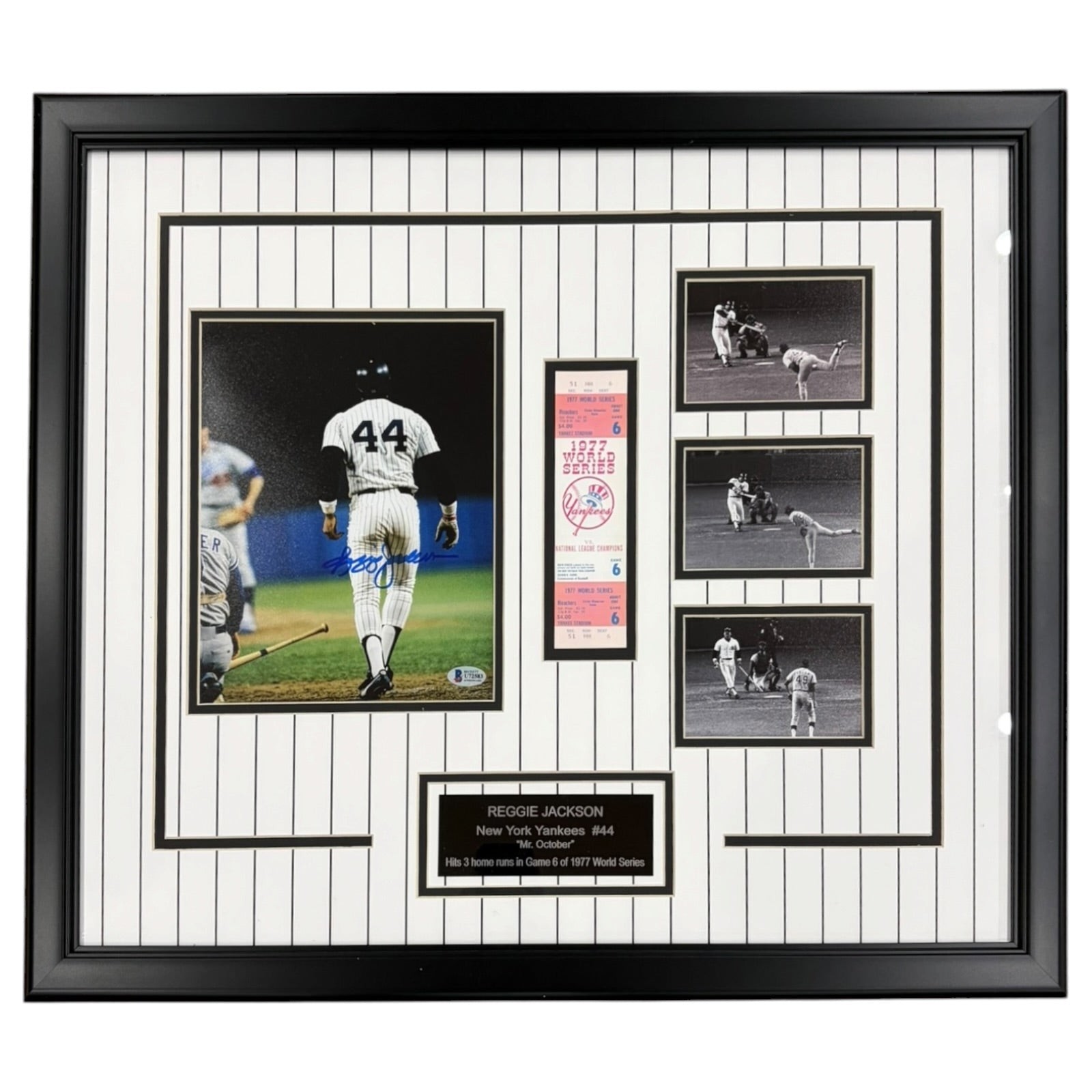 Reggie Jackson Autographed New York Yankees (3 WS HR) Deluxe Framed 8x10 Photo w Reggie Jackson Autographed New York Yankees (3 WS HR) Deluxe Framed 8x10 Photo w