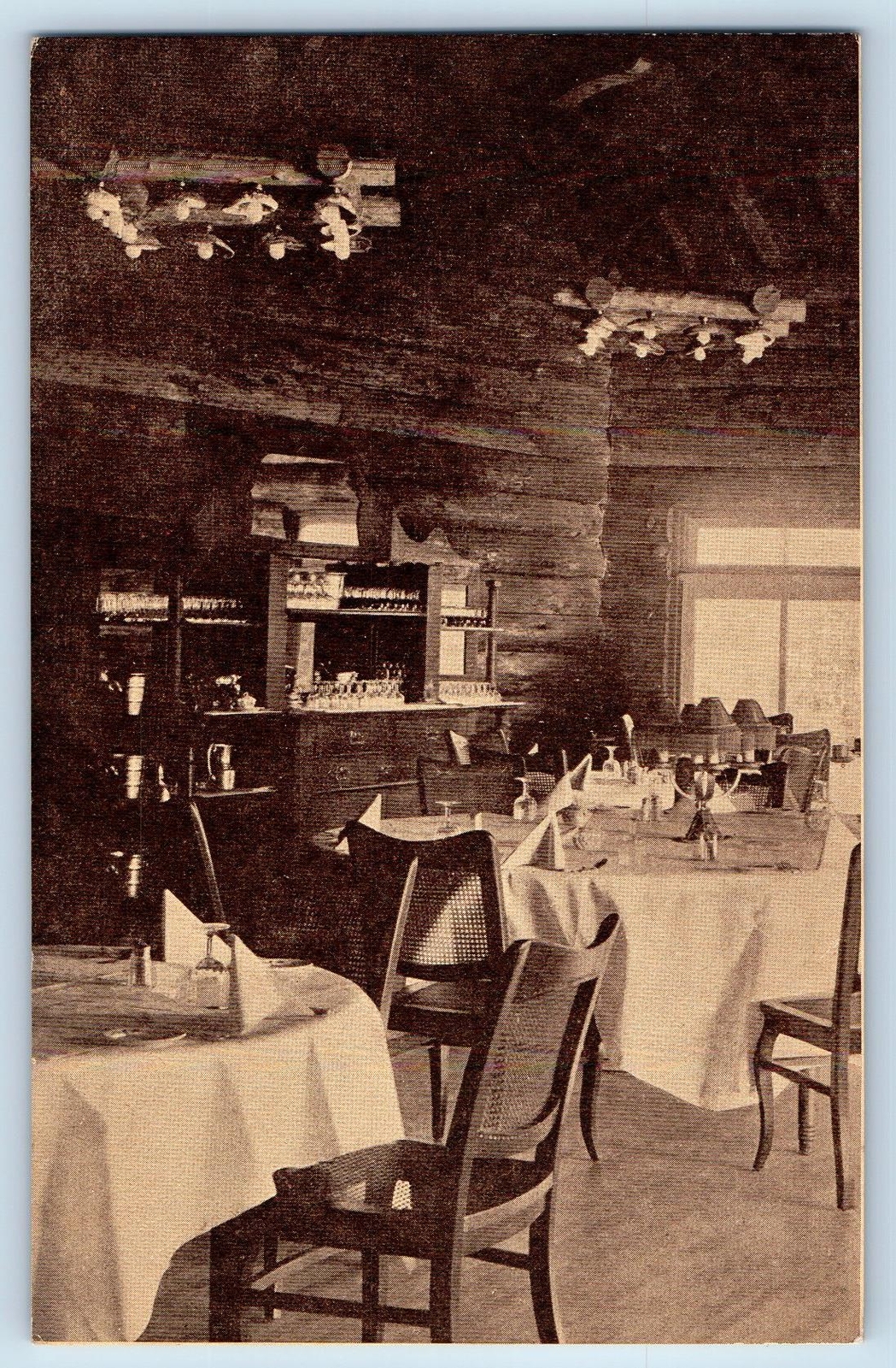 c1950 Monterey County California Postcard Grill Room Interior Pebble Beach Lodge