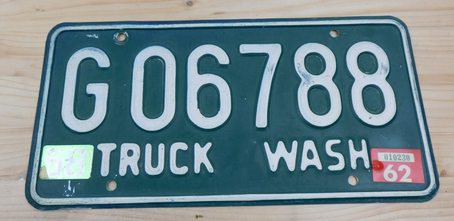 Vintage Original 1958/62 Washington State Truck License Plate # G06788
