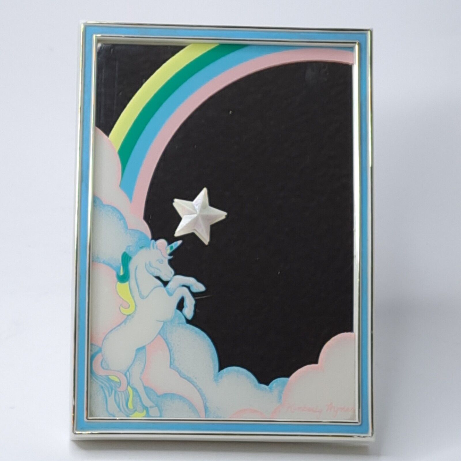 AS/IS Vintage YAP\'s Unicorn Rainbow Musical Mirror w/ STAR 1986 Mythical Nyman