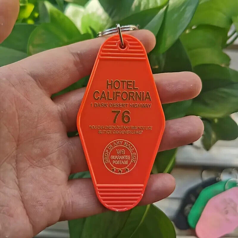 The Eagles Hotel California Motel Keychain Vintage Keyring Orange Collectible