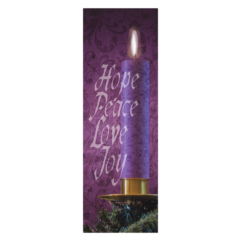 Satin Polyester Hope Peace Love Banner For Advent & Christmas Season Elegance