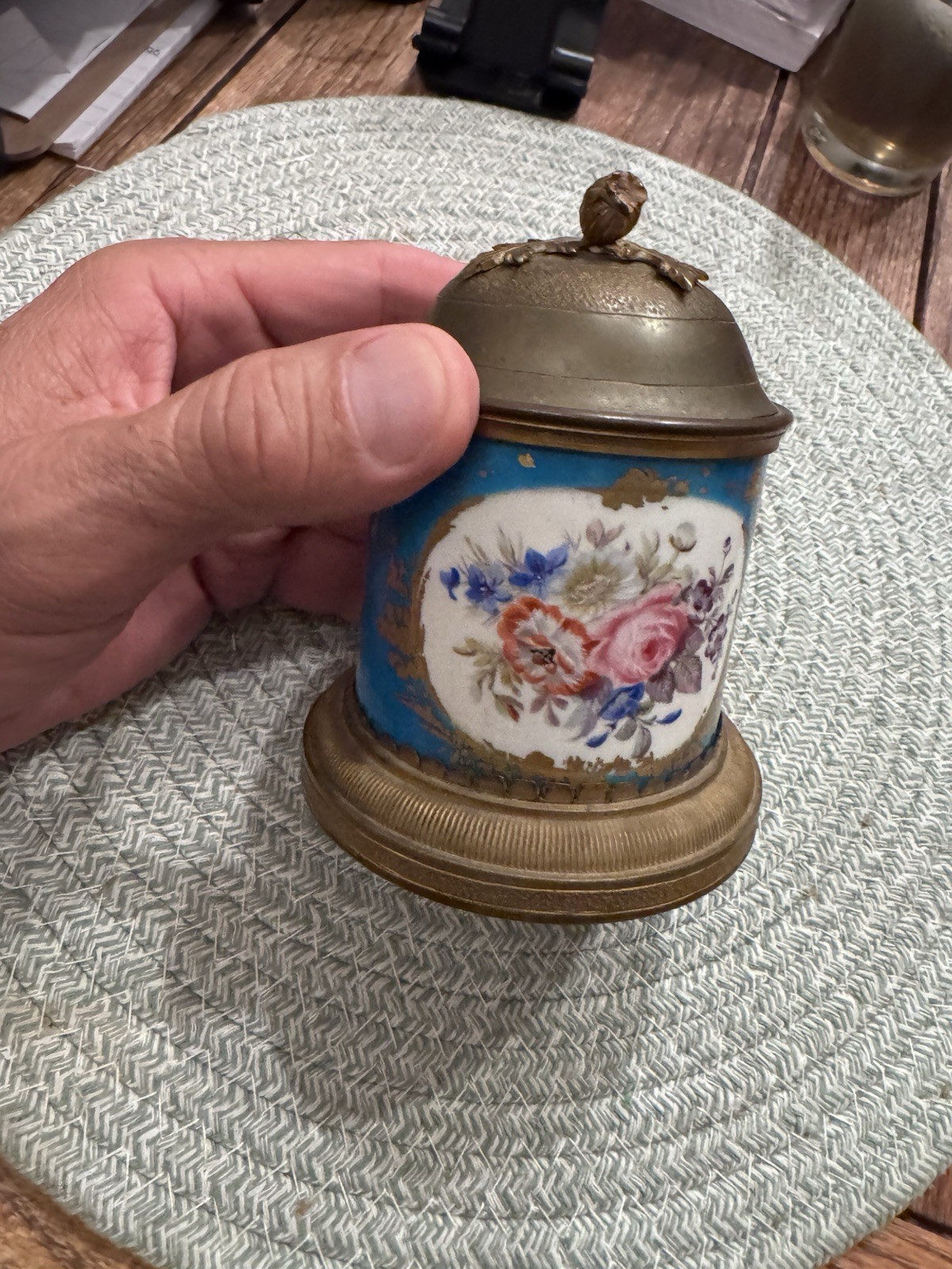 Vintage Sevres Style Porcelain Box W Lid