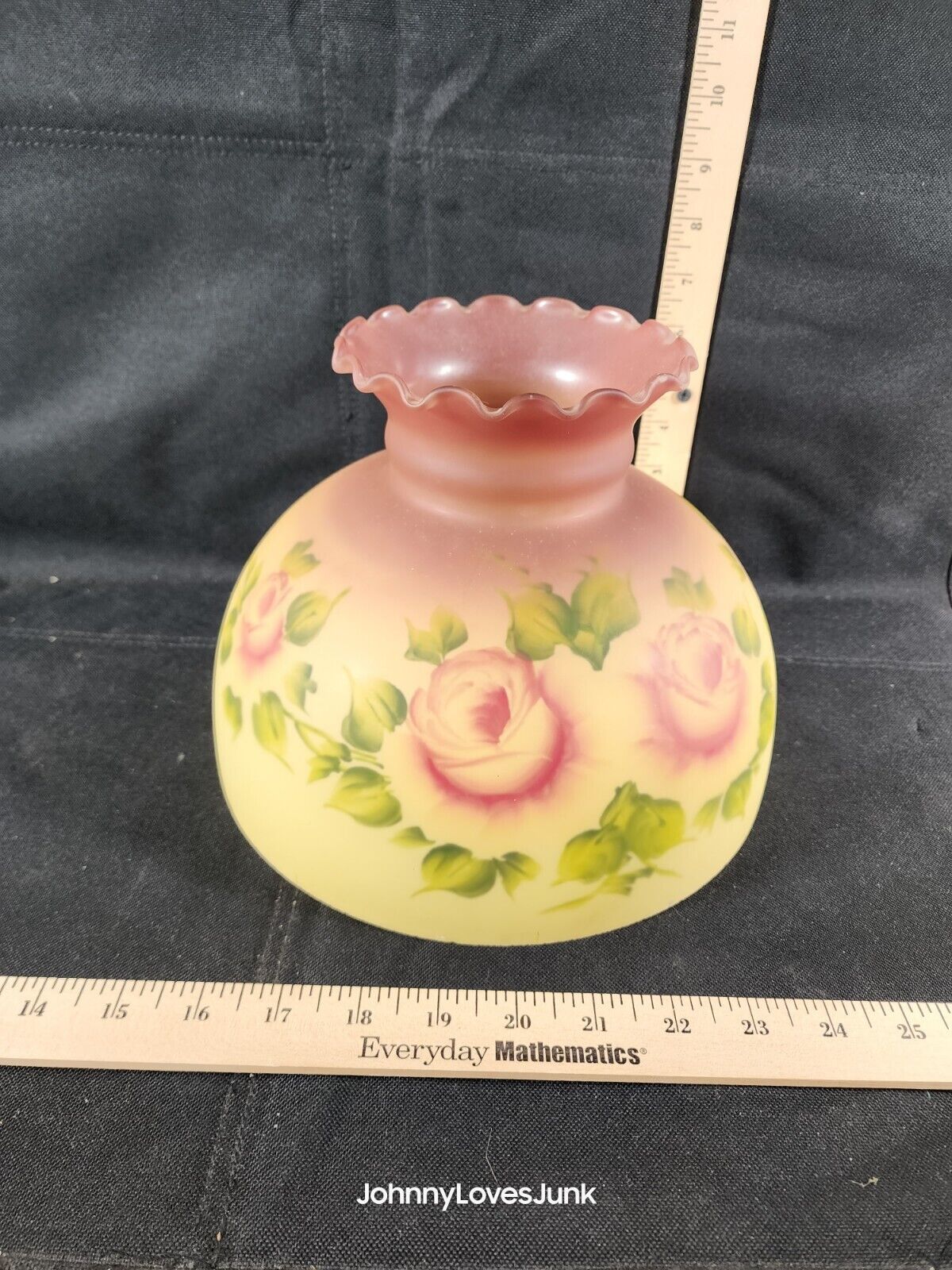 Glass Hand Painted Shade Only For Antique Hurricane GWTW Oil Lamp Burner 