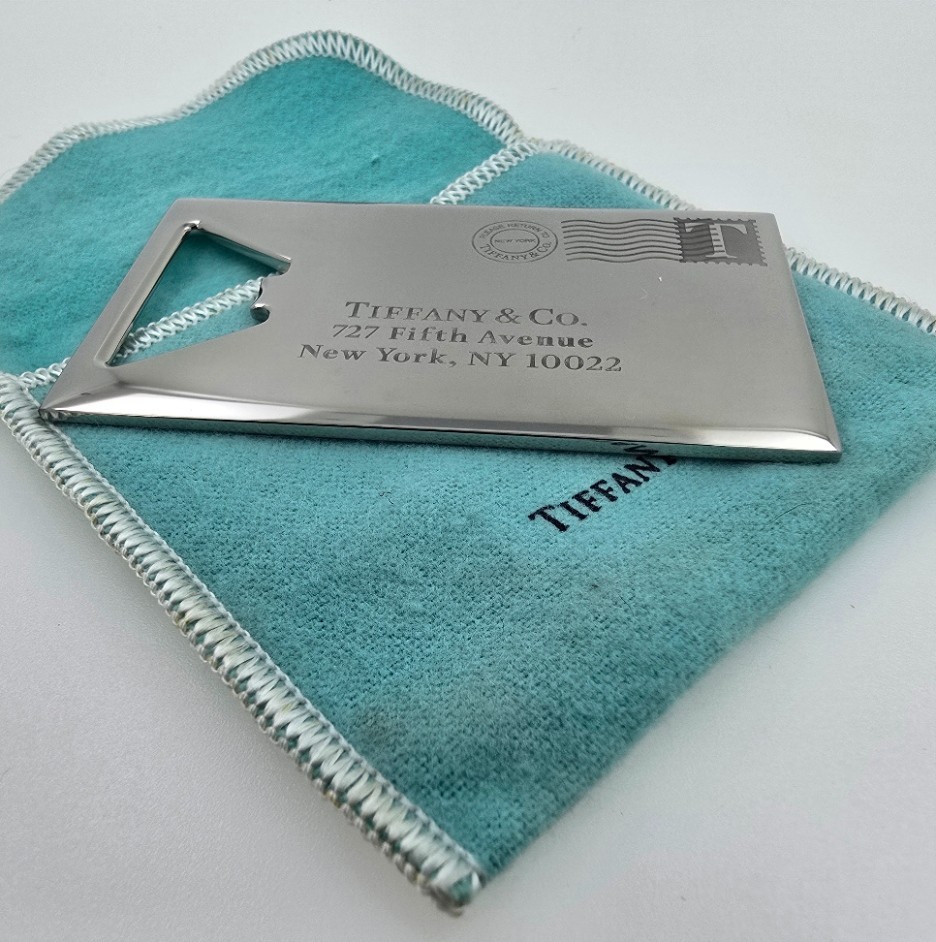 RARE Tiffany & Co. 727 Fifth Avenue New York Envelope Steel Bottle Opener Spain RARE Tiffany & Co. 727 Fifth Avenue New York Envelope Steel Bottle Opener Spain