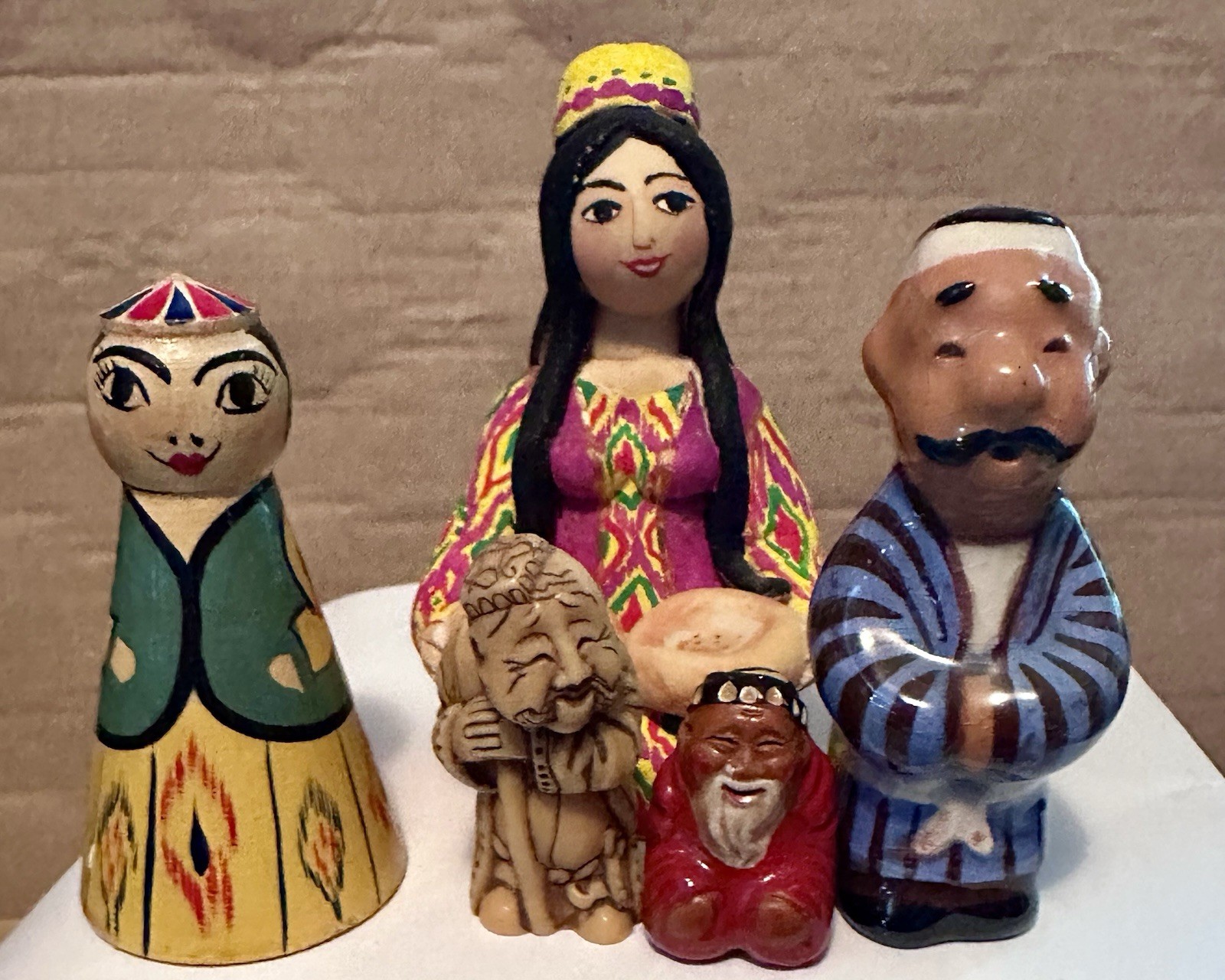 Collection Vintage Clay , Wood , Resin Figurines From Uzbekistan