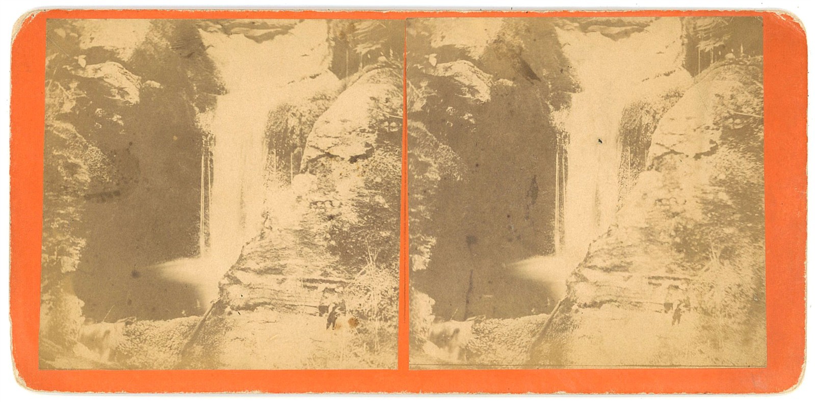 NEW HAMPSHIRE STEREOVIEW - Bedford Ravine - The Basin - E. Lovejoy 1870s