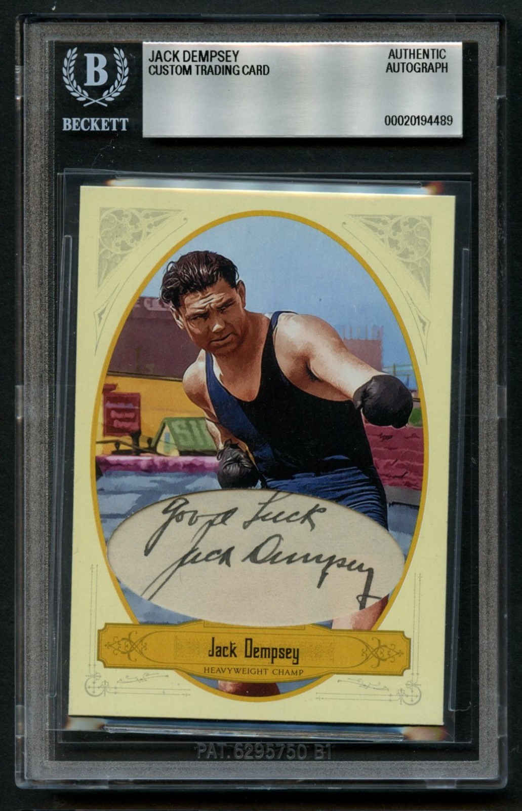 Jack Dempsey d1983 signed autograph Custom Cut American Boxer BAS Slabbed